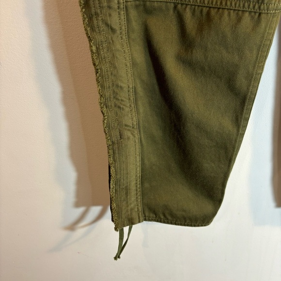 ISABEL MARANT Sz 42 Jessie Pants 100% Cotton Cropped Lace At Hem Olive Green - Picture 5 of 14